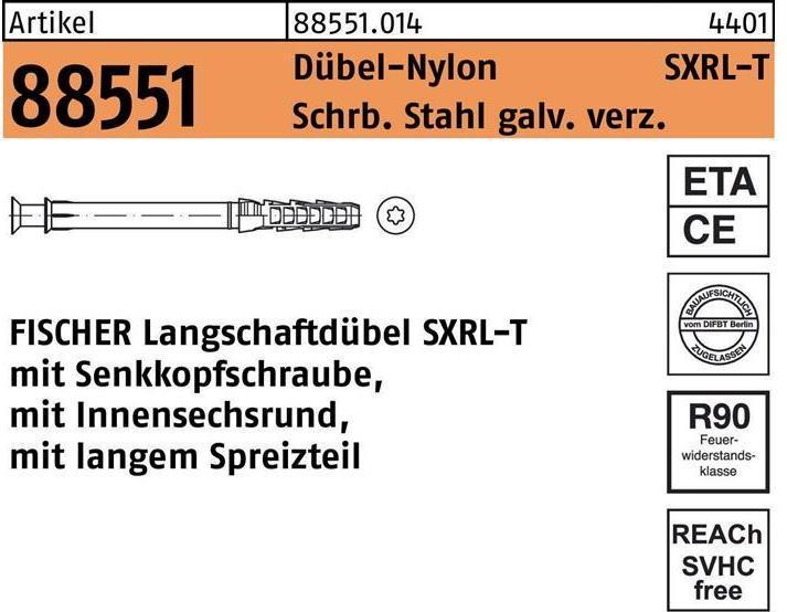 Produktbild Fischer Langschaftdübel R 88551 SXRL 10 x260 T Schraube Stahl galv. verz./Dübel-Nylon (50 Stk.)