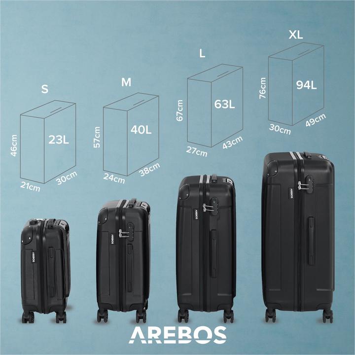 Produktbild Arebos Reisekoffer (94 l, Handgepäck (bis 50l), M (50 - 90l), L (90 - 115l), XL (ab 115l))