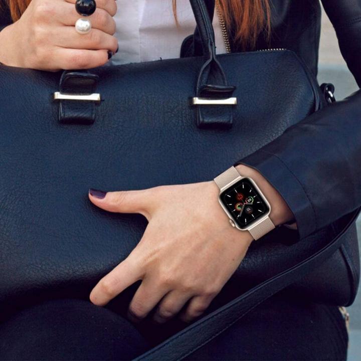 Actual product image Tech Smart Clock Apple 1/2/3 belt, pink, 42 mm (Stainless steel, Apple Watch SE)
