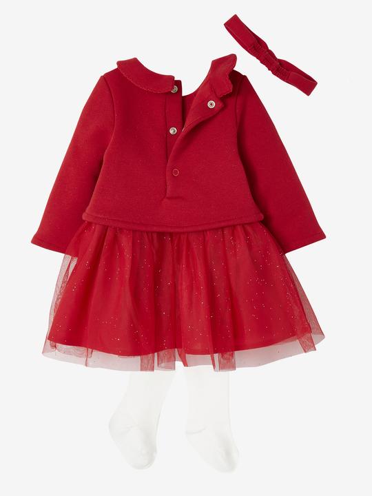 Actual product image Vertbaudet Christmas baby set: dress, hairband & tights (62)
