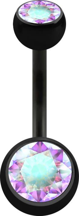 Actual product image Star Piercing Banana black with two balls crystal multicolour (Surgical steel 316L, without brass)