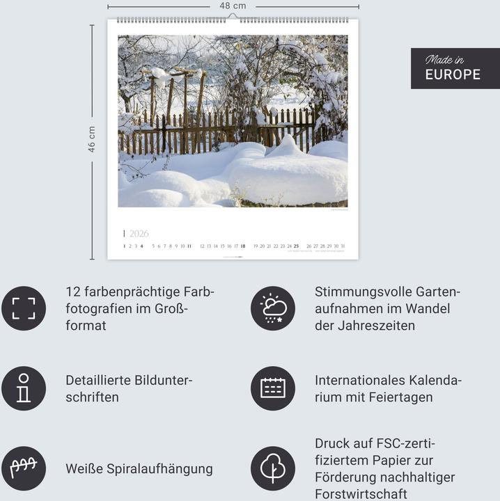 Actual product image Bauerngärten Kalender 2026 (48 x 46 cm, English, German)