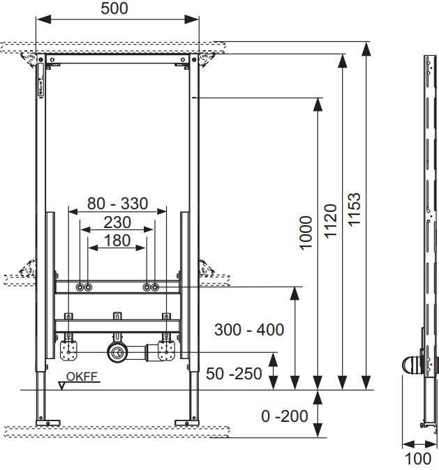 Produktbild TECE TECEprofil Bidetmodul Bauhhe 1120 mm fr wandhngendes Bidet 9330000
