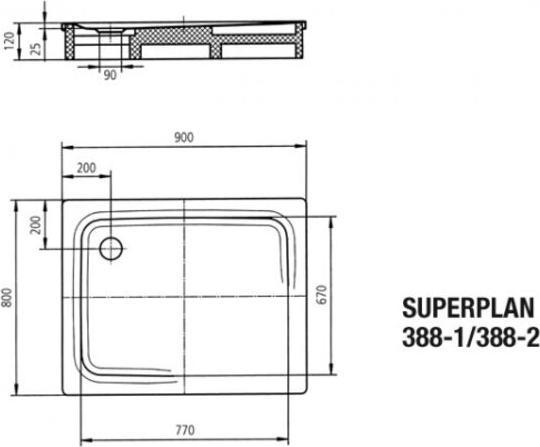 Produktbild Kaldewei Superplan 388-1 80x90cm