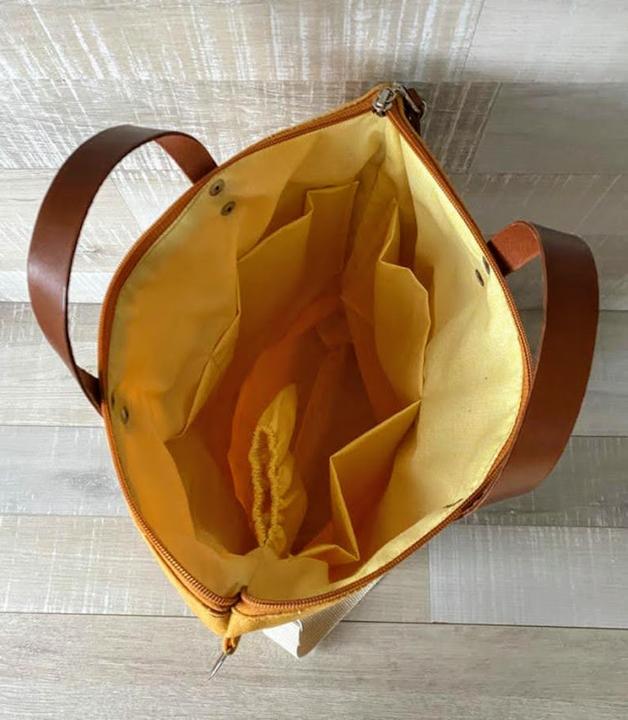 Actual product image Only-Bags.Store Waxed canvas backpack - mustard yellow, convertible backpack, nappy backpack, A3, backpacks - mellow
