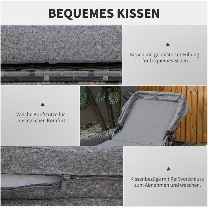 Image du produit Outsunny Transat en rotin avec toit solaire (195 cm)