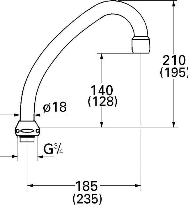 Produktbild Grohe Rohrauslauf 5 Stück Ausladung 185mm chrom