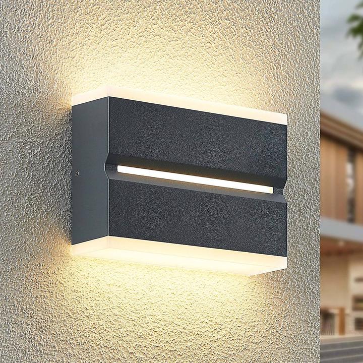 Produktbild Prios Itarion LED-Aussenwandlampe, Schirm opalweiss (670 lm, IP54)