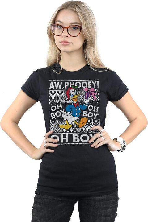 Actual product image Disney Womens/Ladies Donald Duck Christmas Fair Isle Cotton T-Shirt (M)
