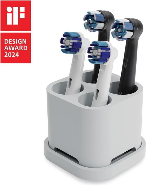 Image du produit Qikfresh Porte-brosse à dents et brosse à recharger 4 pièces Gris (Porte-brosse à dents)