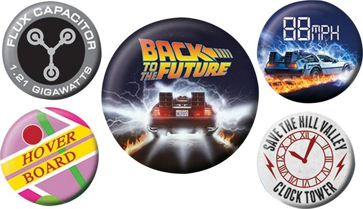 Produktbild Back to the Future Delorean Ansteckerset 5Erpack Metall