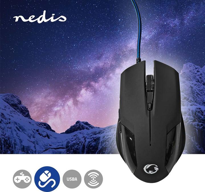 Produktbild Nedis Gaming Mouse | Verdrahtet | 1200 / 2400 / 4800 / 7200 dpi | Einstellbar DPI | Anzahl Knöpfe: 6 (Kabelgebunden)