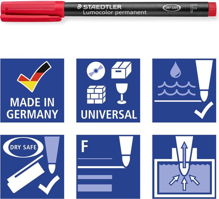 Immagine prodotto Staedtler Lumocolor penna universale permanente 318, F, scatola di cartone con 10 pezzi, assortiti (Colori assortiti, 0.60 mm, 10 x)
