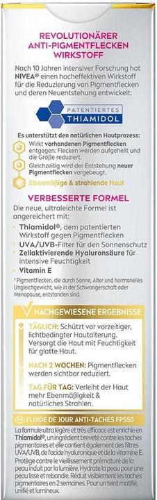 Valeurs nutritives et ingrédients NIVEA Cellular Luminous630 (40 ml, Crème de jour, SPF 50)