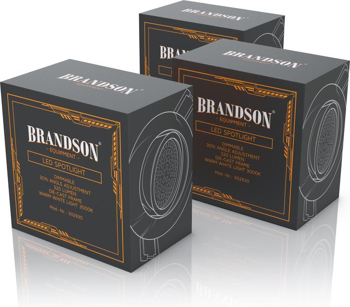 Actual product image Brandson 3x LED recessed spotlight, dimmable & swivelling ceiling spotlight, aluminium frame, ceiling (320 lm)