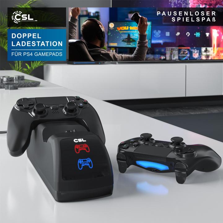 Actual product image CSL Charging station for 2x PS4 gamepads, dual charger, Playstation Wireless Controller Stand Charger (PS4)