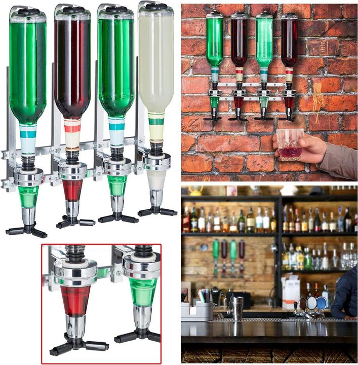 Produktbild Relaxdays 4er Set Flaschenhalter und Dosierer zur Wandmontage (Barlöffel + Cocktailrührer)