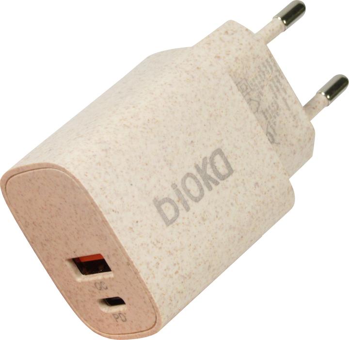 Actual product image Bioka Double Adapter 20W Biodegradable Eco-friendly USB-C Power Delivery (20 W)