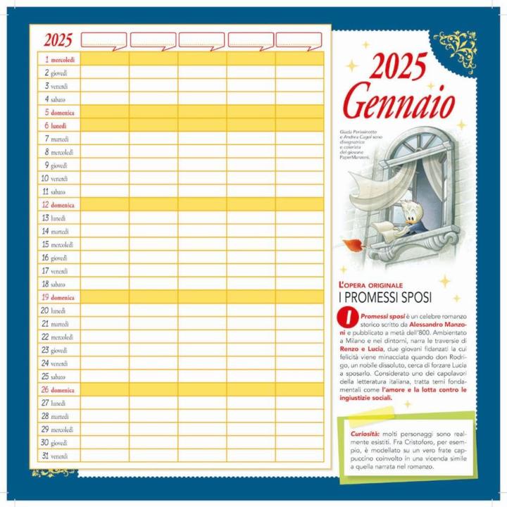 Valori nutrizionali e ingredienti Calendario letterario per la famiglia Disney 2025