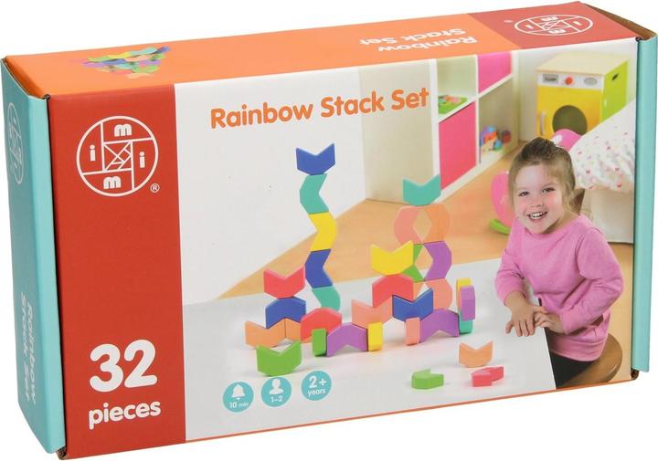 Immagine prodotto Gioco di impilamento di blocchi di legno arcobaleno, 32 pezzi