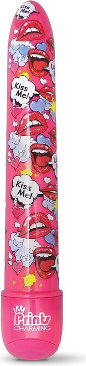 Global Novelties Prints Charming Pop Tease 7" Classic Vibe, Kiss Me, Pink w/Storage Bag