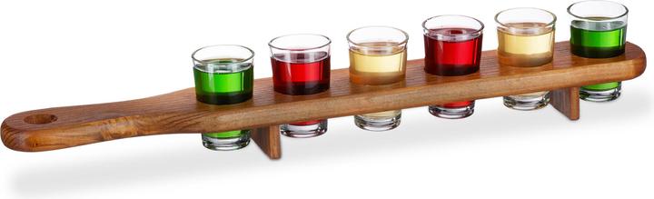 Actual product image Relaxdays Shot Paddle Board with 6 Glasses (0.44 dl, 1 x, Shot glass)