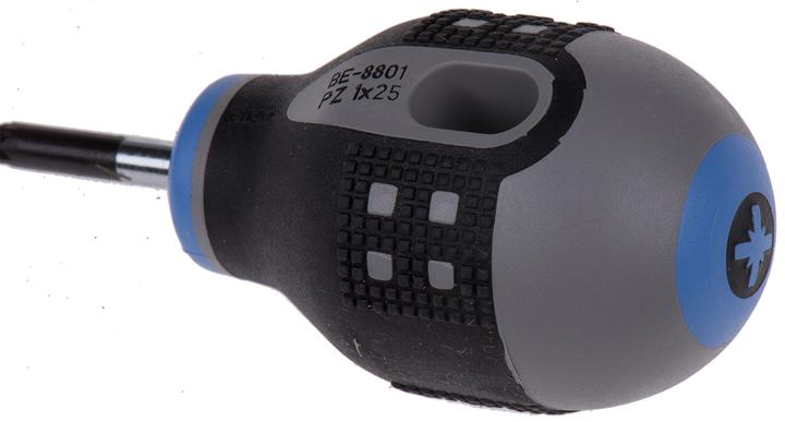 Actual product image Bahco ERGO Pozidriv screwdriver with short rubber handle, PZ1 x 25 mm (Pozidriv cross recess (PZ))