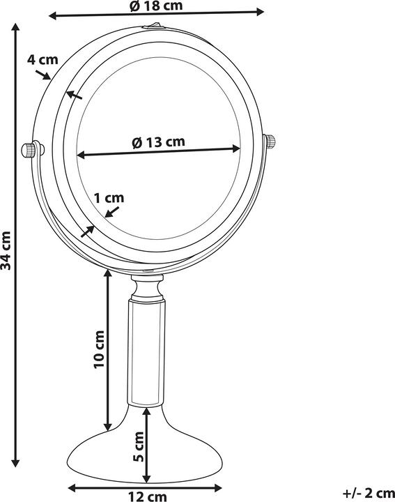 Image du produit Beliani Miroir de courtoisie or rose avec éclairage LED ø 18 cm BAIXAS (18 x 34 cm)
