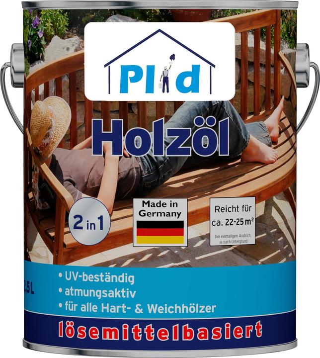 Actual product image Plid Wood oil 2.5l for approx. 25m² / wood protection impregnation care oil garden furniture (Bankirai, 2.50 l)