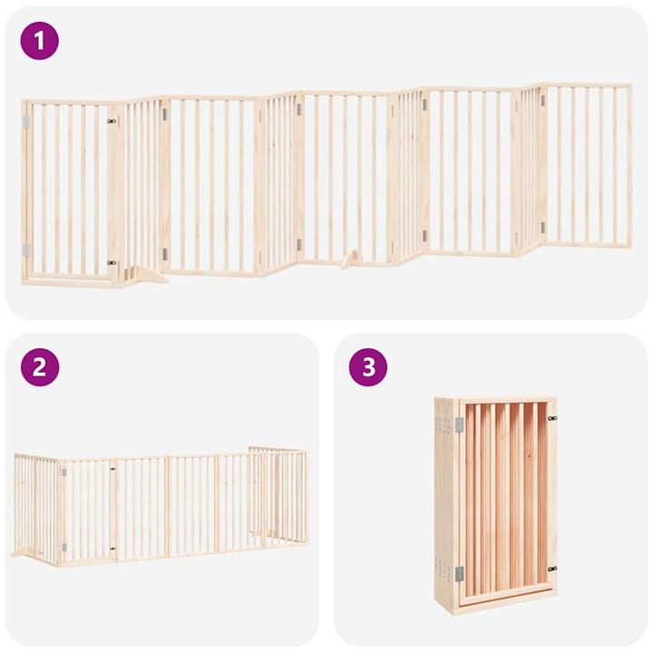 Produktbild VidaXL Hundetor mit Tür Absperrgitter Hunde Schutzgitter Faltbar 9-tlg. Holz