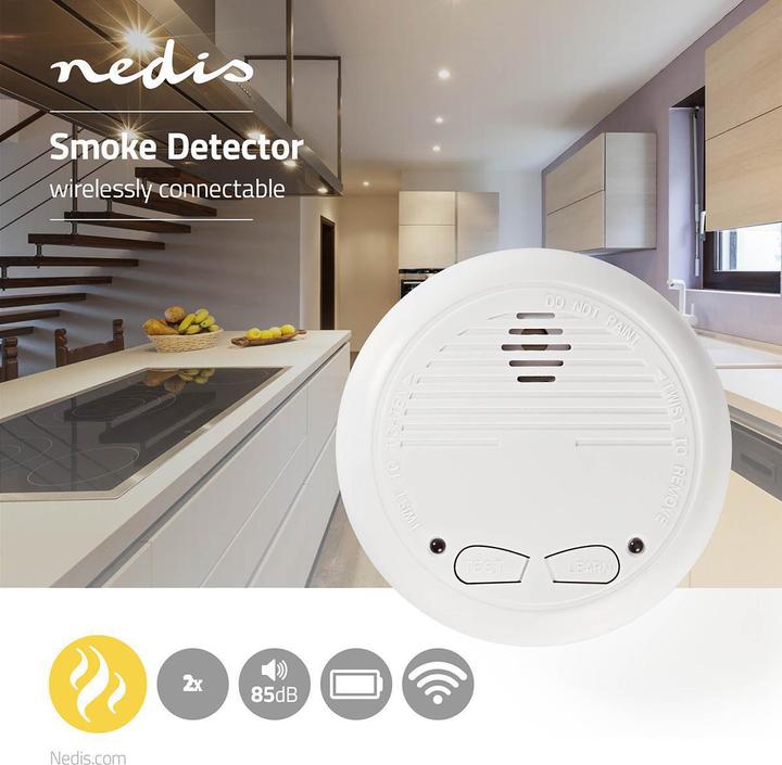 Actual product image Nedis Smoke detector | Battery-operated | Battery life up to: 1 year | Linkable | EN 1460