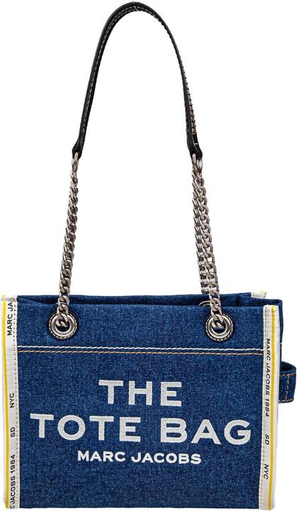 Actual product image Marc Jacobs the small tote in blue denim with embroidered logo