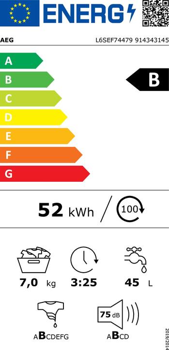 Energie-Label AEG L6SEF74479 (7 kg, Links)