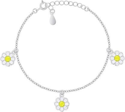 Brilio Silver - Decent silver bracelet Flowers with pearl BRC152WR