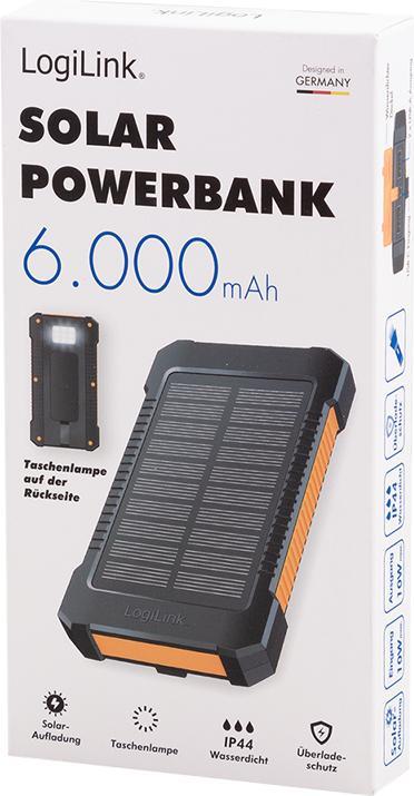 Produktbild LogiLink Solar-Powerbank (8000 mAh, 10 W, 29.60 Wh)