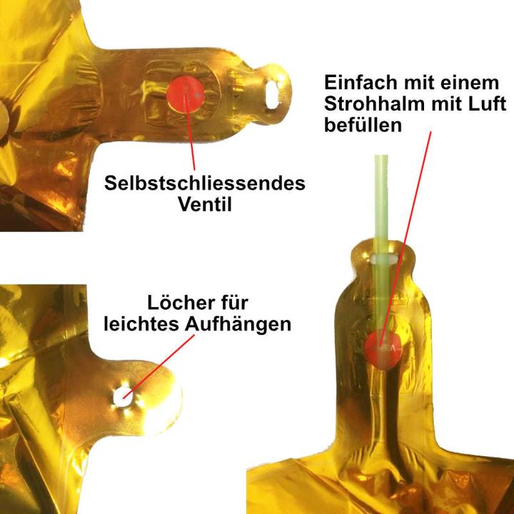 Produktbild Hermex Zahlenballon Zahl 9 Golden Folienballon Luftballon Heliumballon 40cm
