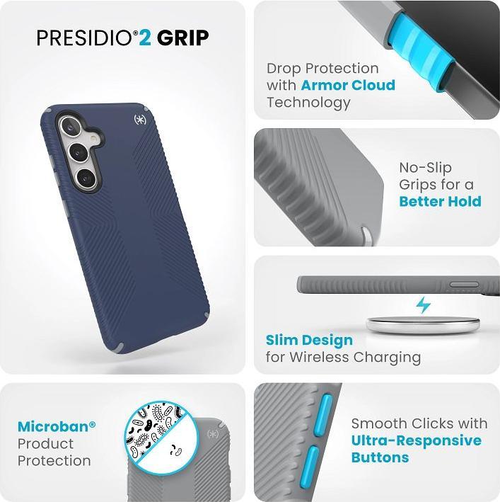 Actual product image speck Presidio2 Grip - Samsung Galaxy S24+ Hülle (Küstenblau / Staubgrau) (Samsung Galaxy S24+)