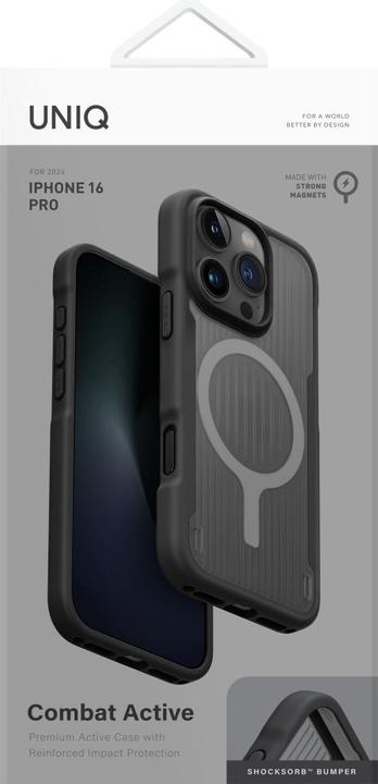 Immagine prodotto Uniq Combat Active Magclick Charging Case for iPhone 16 Pro - Black (Apple iPhone 16 Pro)