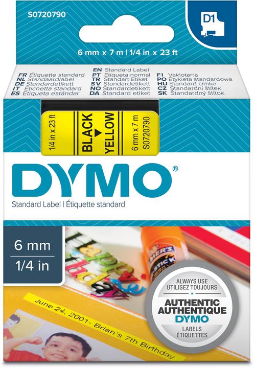 Actual product image Dymo S0720790 Standard tape (0.60 cm, Yellow)