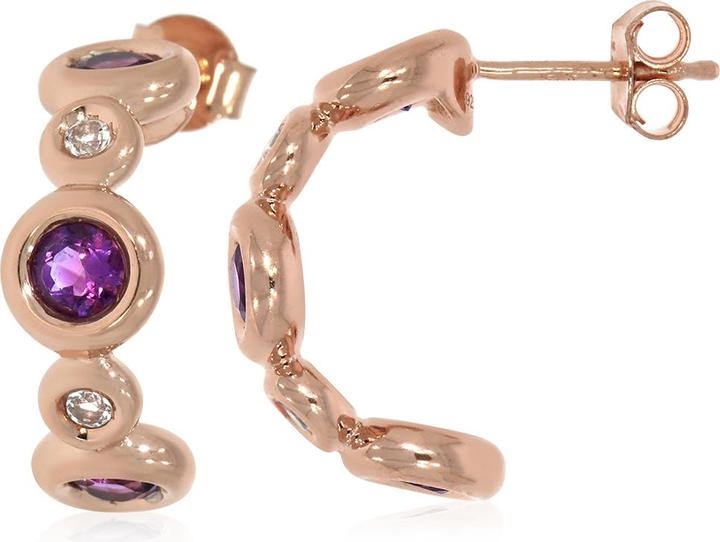 Produktbild Xen Steckcreolen mit Amethyst und Weisstopas ca. 2,87 ct. rosèvergoldet (925 Sterling Silber)
