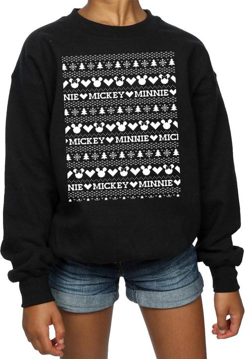 Actual product image Disney Girls Mickey And Minnie Christmas Fair Isle Sweatshirt (116)
