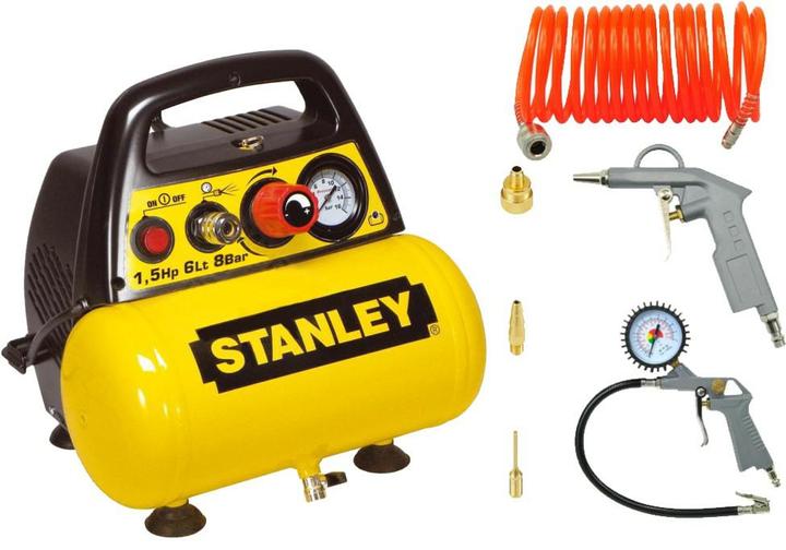 Stanley Kompressor Ohne öl 6l + Pneumatisches Set (8 Bar, 6 l)