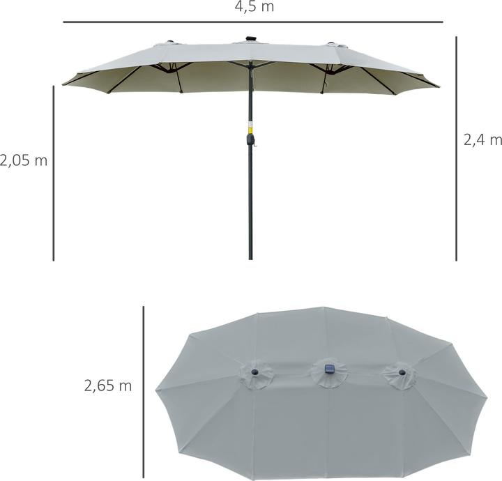 Actual product image Outsunny Parasol with Solar LED Light (2.65 m)