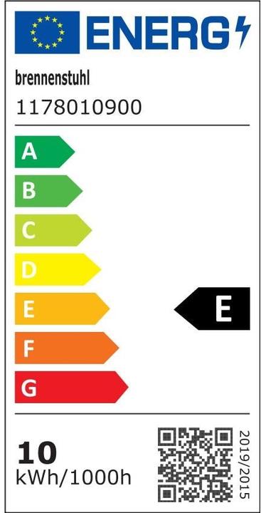 Energie-Label Brennenstuhl LED Strahler AL 1050 (10W, 1010lm, 3000K, IP44, LED Fluter zur Wandmontage mit warmweissem Licht) (1010 lm)