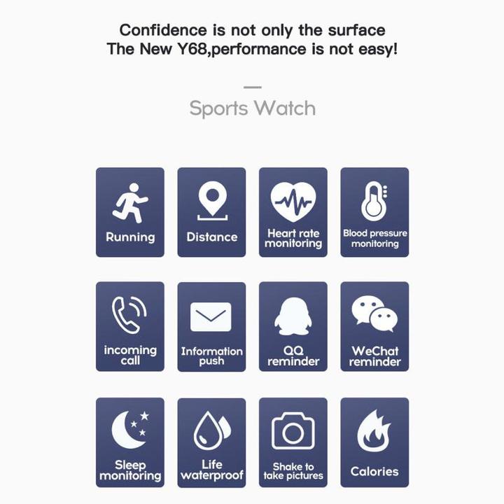 Image du produit PhoneLook Smart Watch FitPro Y68 Montre connectée avec écran tactile et programmes de sport / fitness