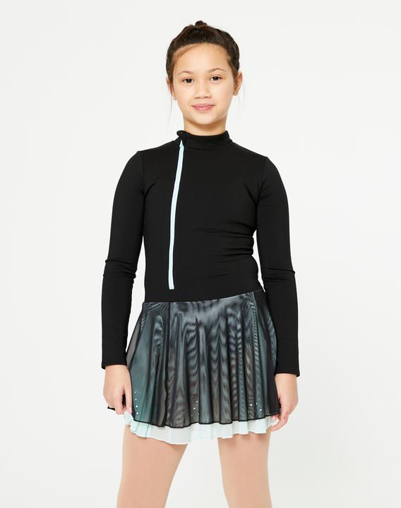 Oxelo Figure Skating Training Leotard - Black/Mint