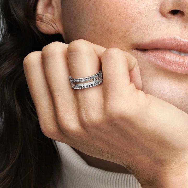 Produktbild Pandora Signature Logo Pavé & Beads Ring (56, 925 Silber)
