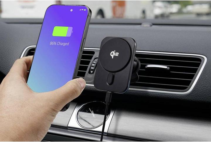 Immagine prodotto Renkforce RF-Qi2WCar-01 Handy Ladegerät USB-C® Für Qi kompatible Geräte, Inkl. L (15 W)