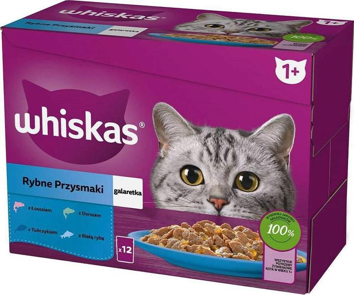 Actual product image Whiskas Jelly bag flavours: Whitefish Cod Salmon Tuna - Wet Food for (Senior, 1 pcs., 1020 g)