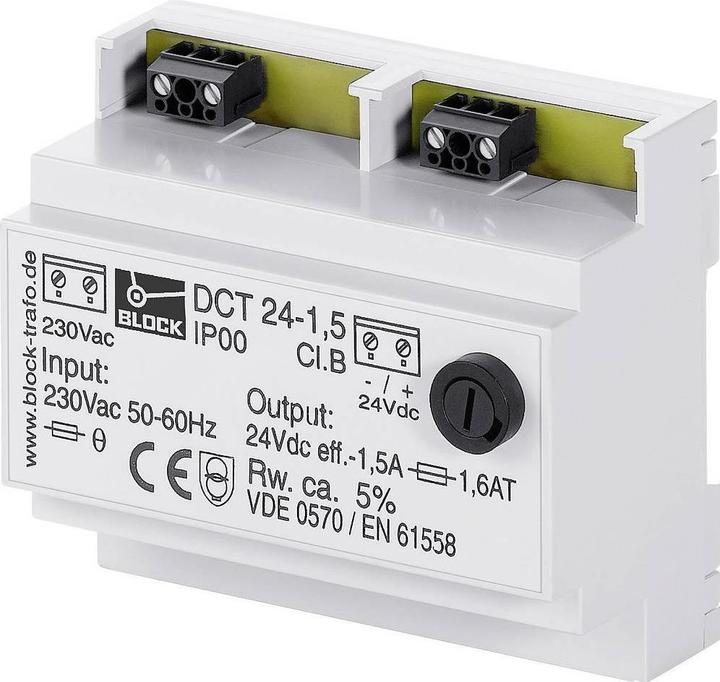 Actual product image Block DCT encapsulated unregulated PSU,24V 60W